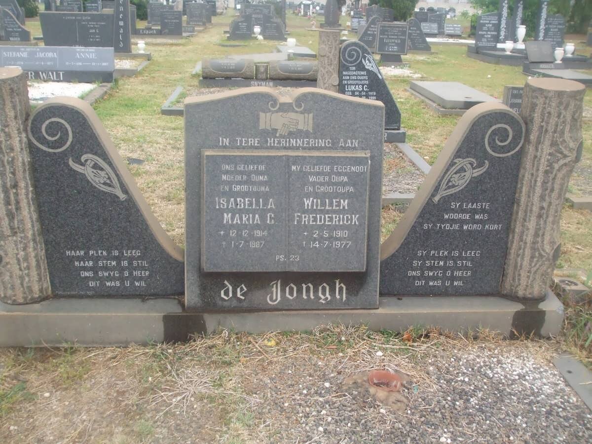 JONGH Willem Frederick, de 1910-1977 &amp; Isabella Maria C. 1914-1987