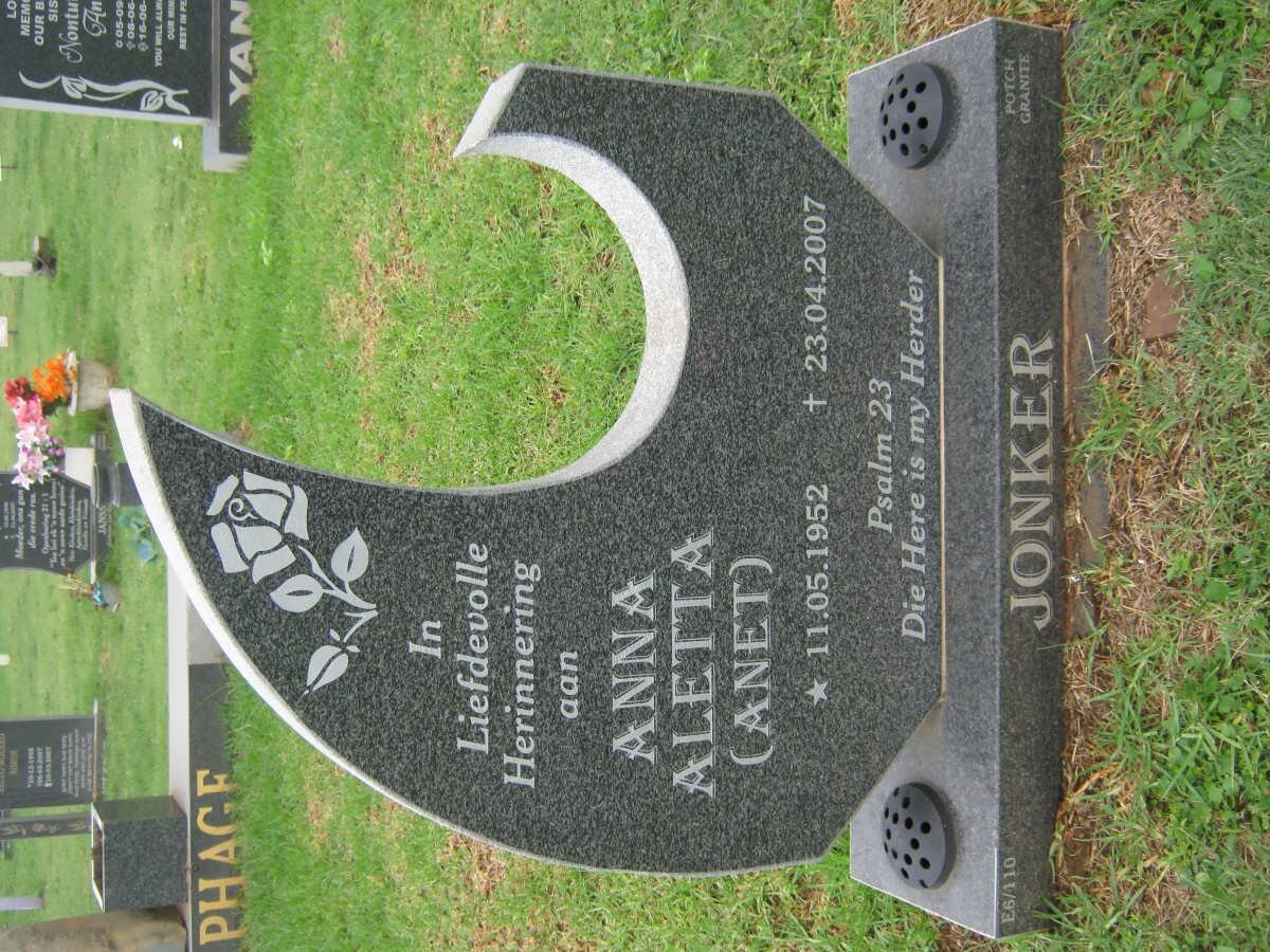 JONKER Anna Aletta 1952-2007