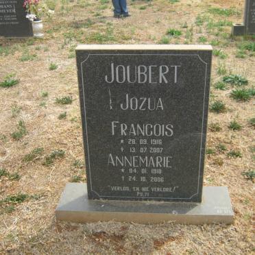 JOUBERT Jozua Francois 1916-2007 &amp; Annemarie 1918-2006