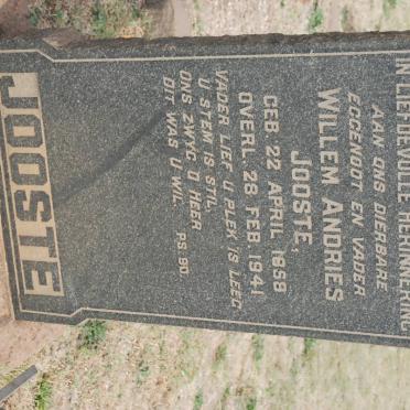 JOOSTE Willem Andries 1858-1941