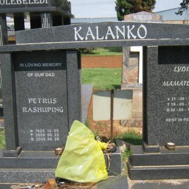 KALANKO Petrus Rashuping 1925-2009 &amp; Lydia Mamatlakeno 1928-1999