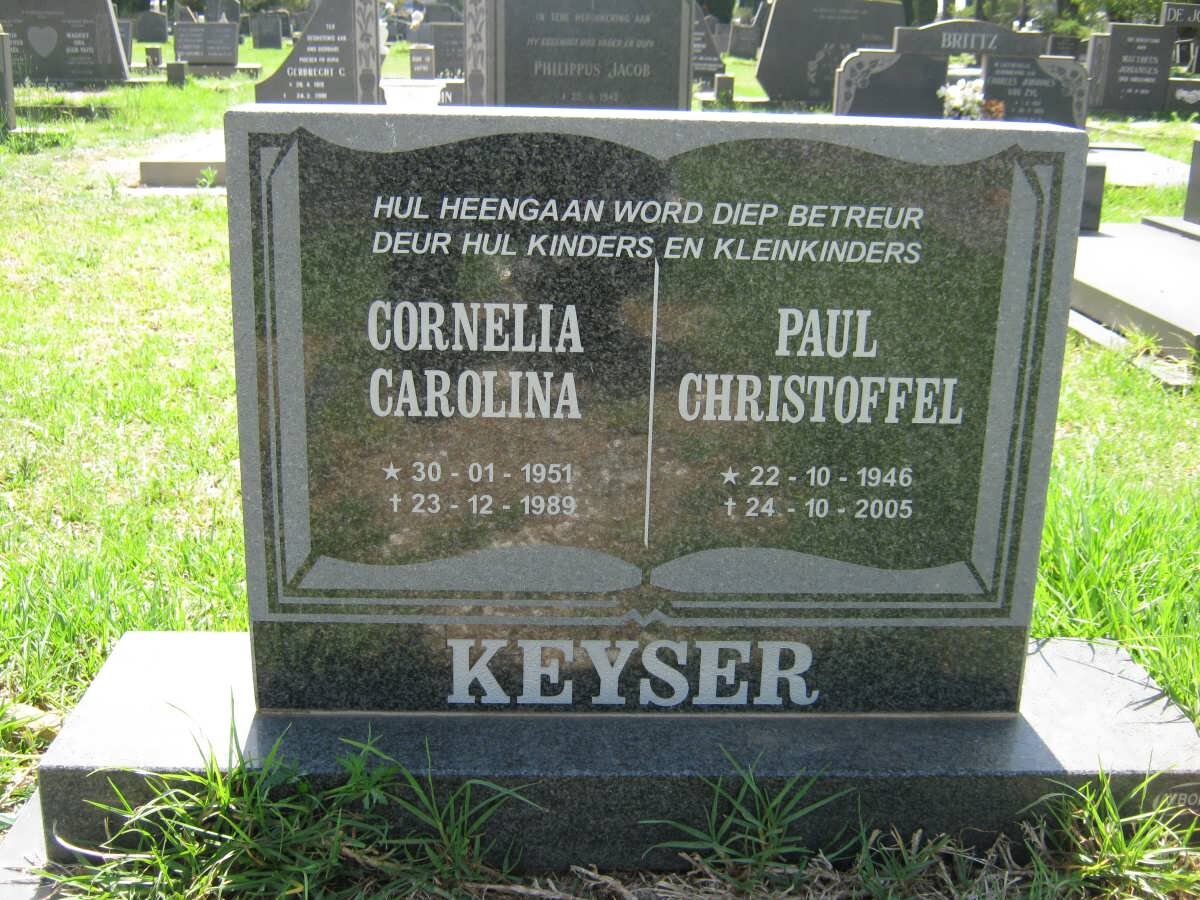 KEYSER Paul Christoffel 1946-2005 &amp; Cornelia Carolina 1951-1989