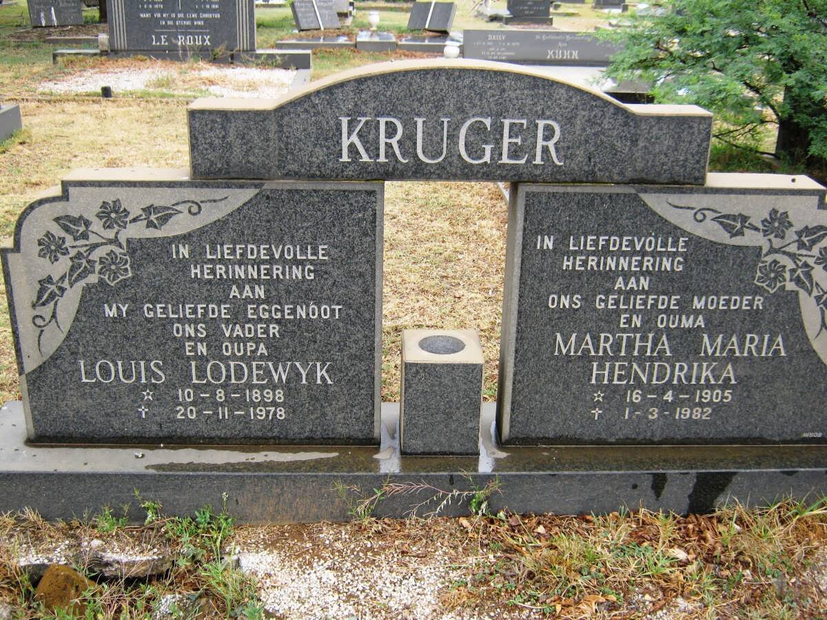 KRUGER Louis Lodewyk 1898-1978 &amp; Martha Maria Hendrika 1905-1982