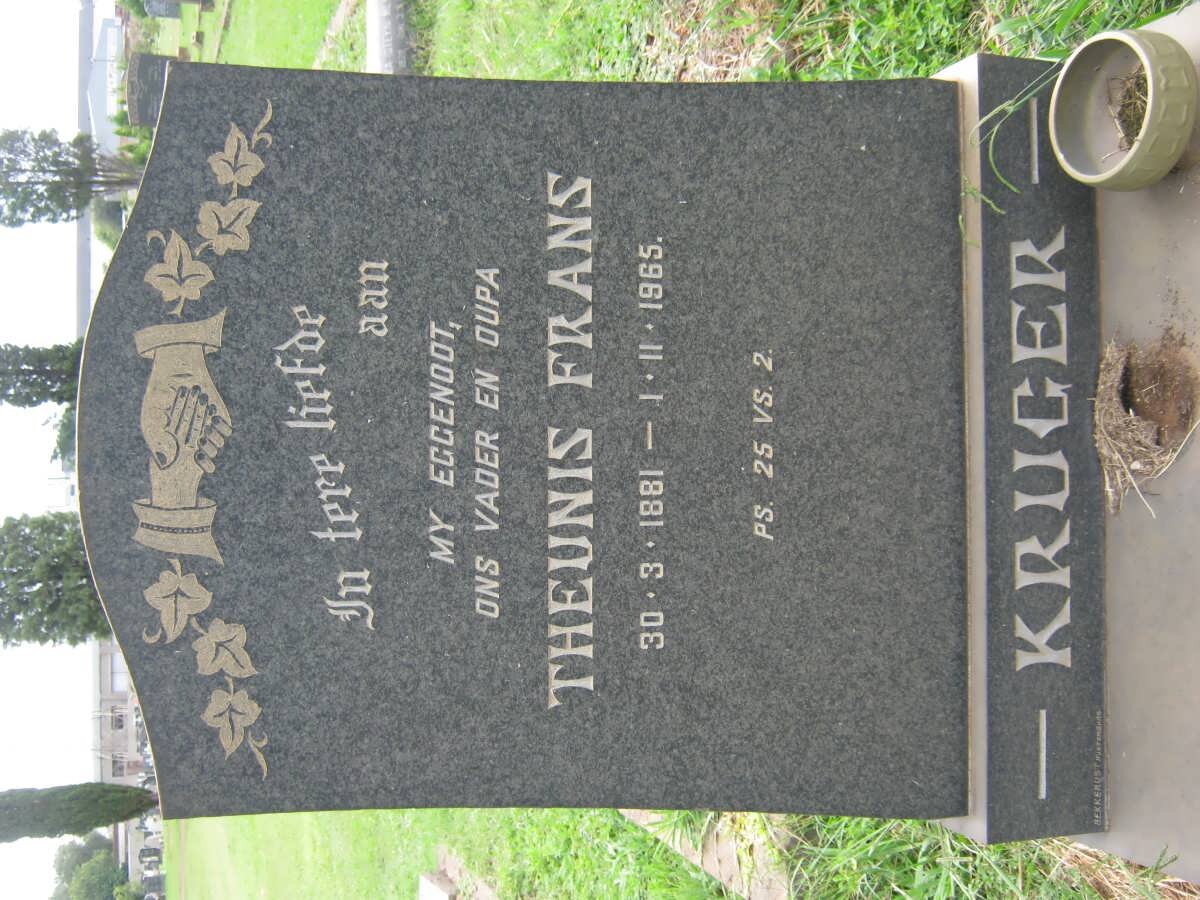 KRUGER Theunis Frans 1881-1965