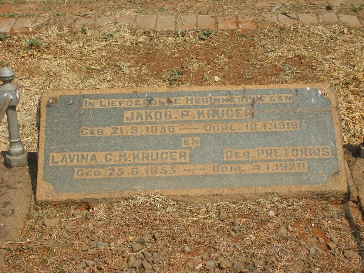 KRUGER Jakob P. 1850-1919 &amp; Lavina C.H. PRETORIUS 1853-1928