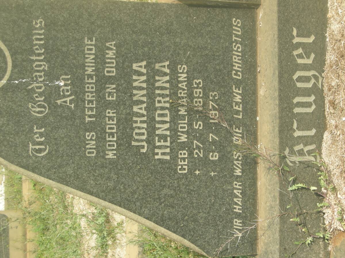 KRUGER Johanna Hendrina nee WOLMARANS 1893-1973