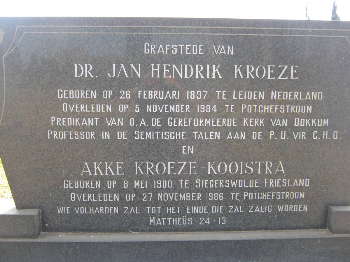 KROEZE Jan Hendrik 1897-1984 &amp; Akke KOOISTRA 1900-1986