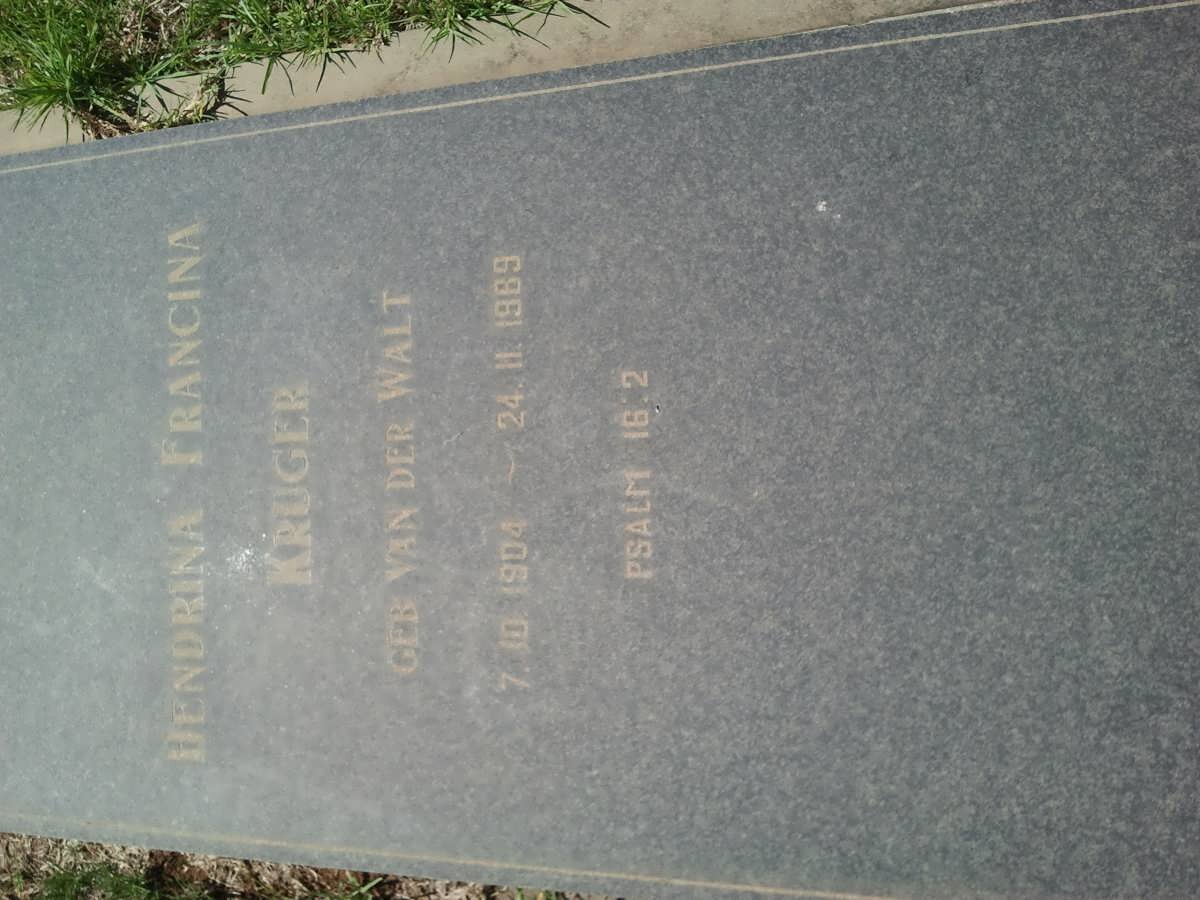 KRUGER Hendrina Francina nee VAN DER WALT 1904-1989