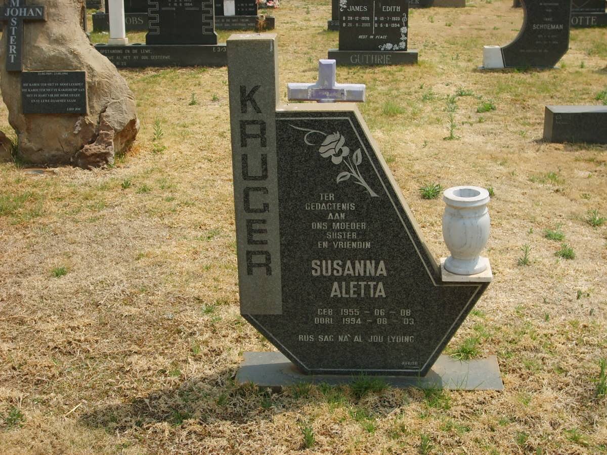 KRUGER Susanna Aletta 1955-1994
