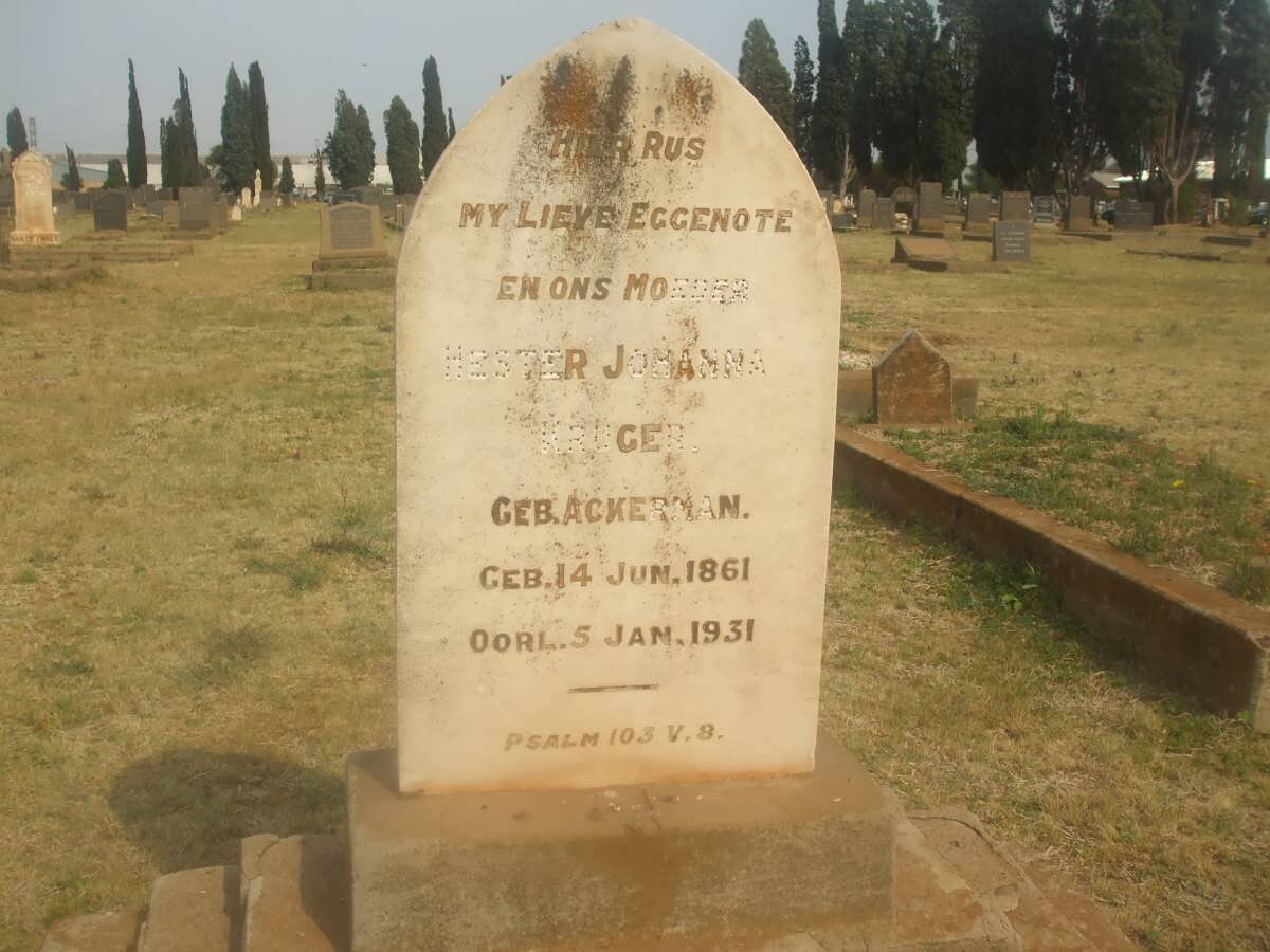 KRUGER Hester Johanna nee ACKERMAN 1861-1931
