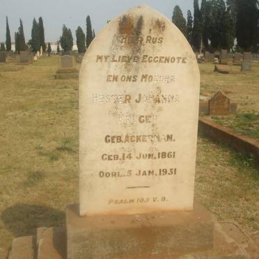 KRUGER Hester Johanna nee ACKERMAN 1861-1931