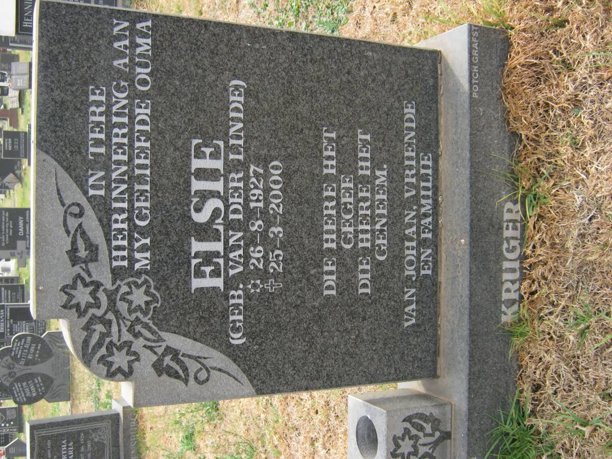 KRUGER Elsie nee VAN DER LINDE 1927-2000