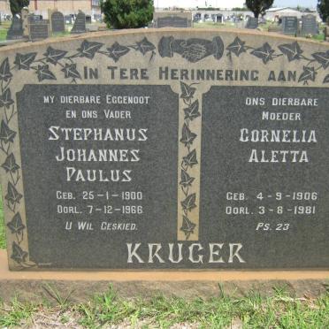 KRUGER Stephanus Johannes Paulus 1900-1966 &amp; Cornelia Aletta 1906-1981