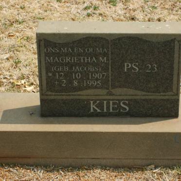 KIES Magrietha M. nee JACOBS 1907-1995
