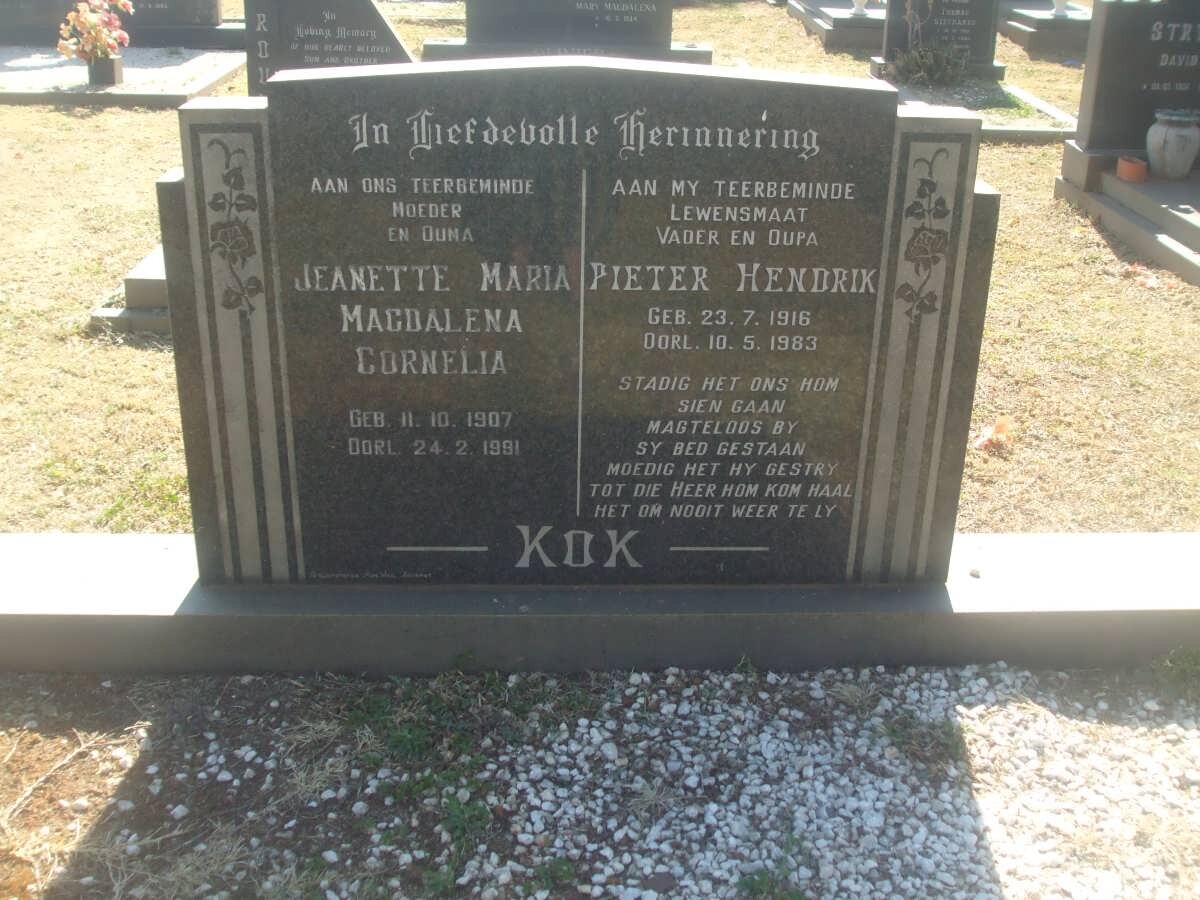 KOK Pieter Hendrik 1916-1983 &amp; Jeanette Maria Magdalena Cornelia 1907-1991