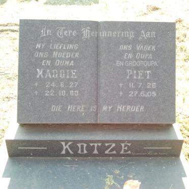 KOTZÉ Piet 1926-2005 &amp; Maggie 1927-1983