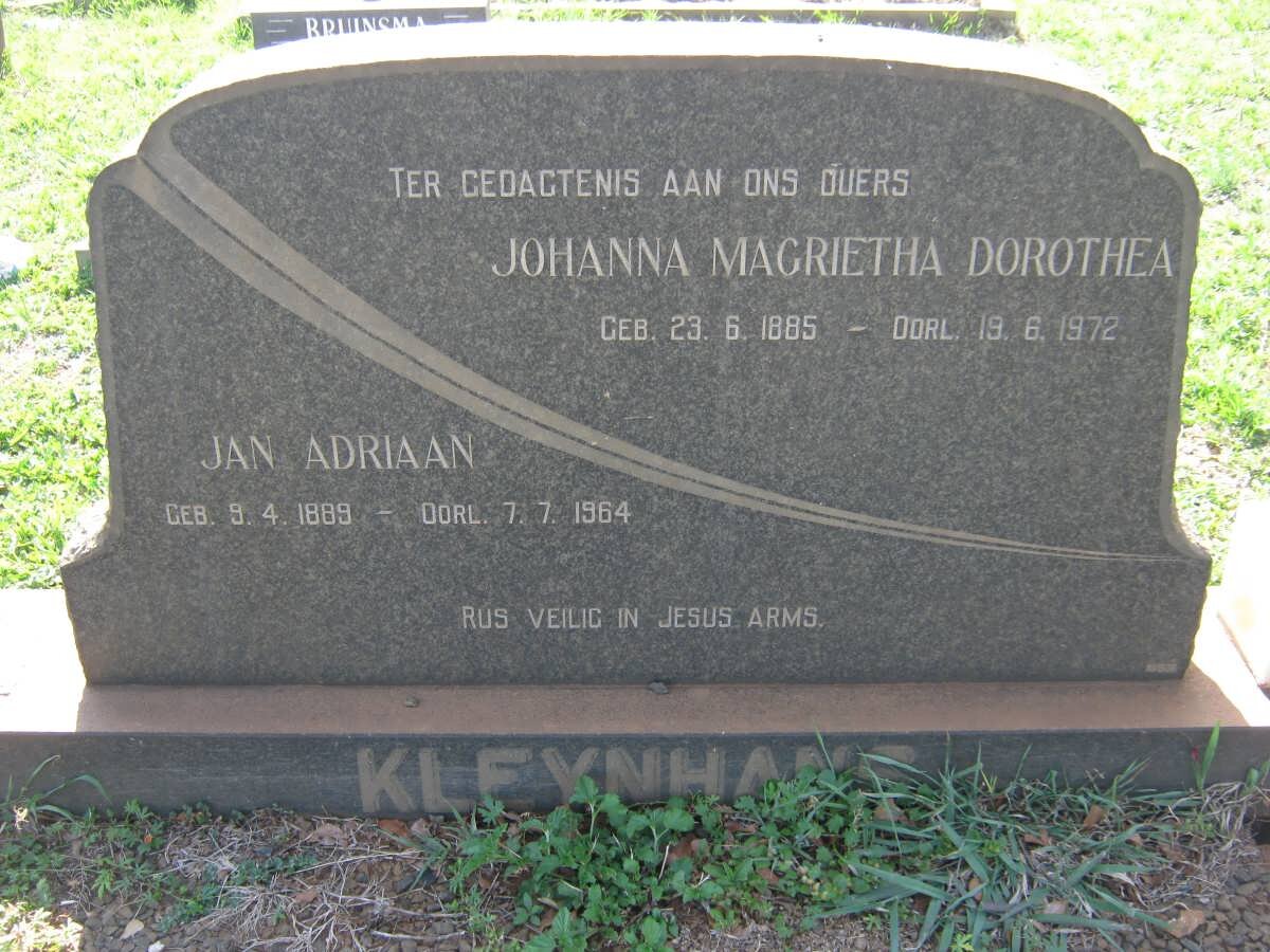 KLEYNHANS Jan Adriaan 1889-1964 &amp; Johanna Magrietha Dorothea 1885-1972