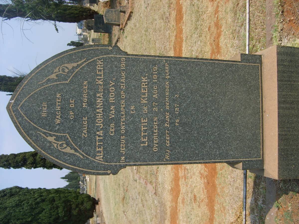 KLERK Aletta Johanna, de nee VAN ROOY -1919 :: DE KLERK Lettie -1919