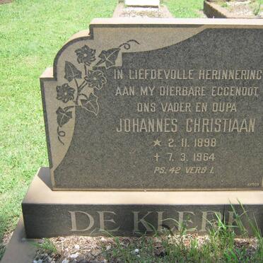 KLERK Johannes Christiaan, de 1898-1964