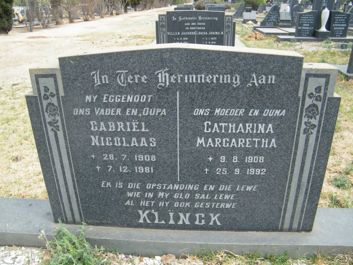 KLINCK Gabriël Nicolaas 1908-1981 &amp; Catharina Margaretha 1908-1992