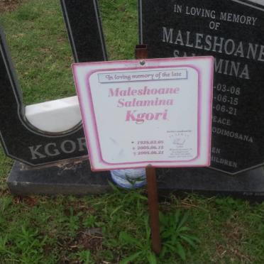 KGORI Maleshoane Salamina 1938-2008