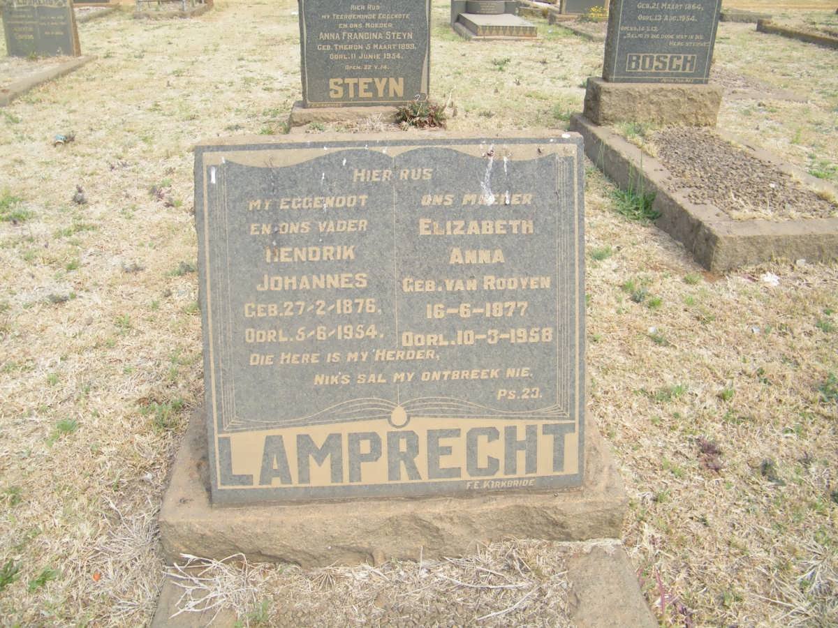 LAMPRECHT Hendrik Johannes 1876-1954 &amp; Elizabeth Anna VAN ROOYEN 1877-1958