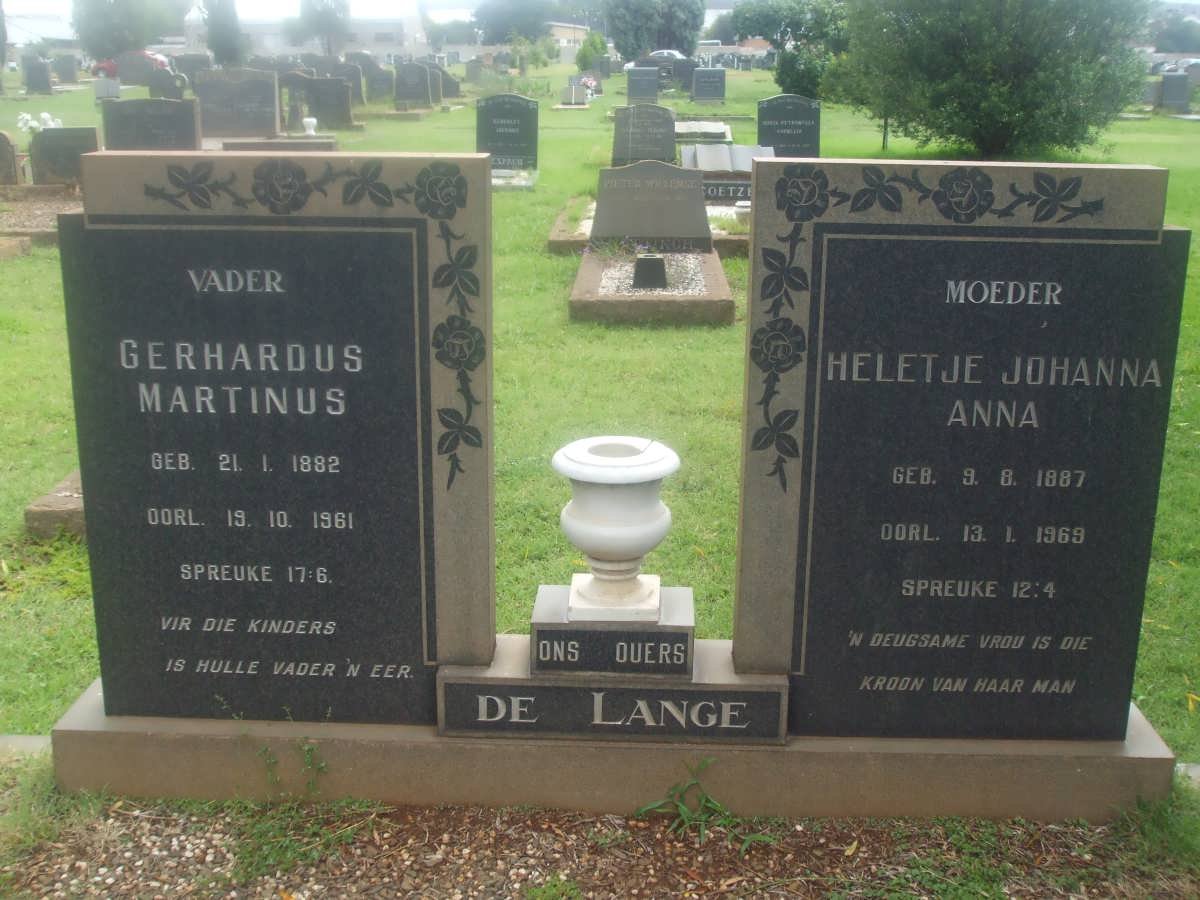 LANGE Gerhardus Martinus, de 1882-1961 &amp; Heletje Johanna Anna 1887-1969