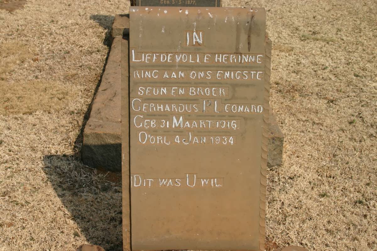 LEONARD Gerhardus P. 1916-1934