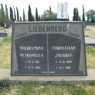 LIEBENBERG Christiaan Jacobus 1898-1988 &amp; Wilhelmina Petronella 1921-1985