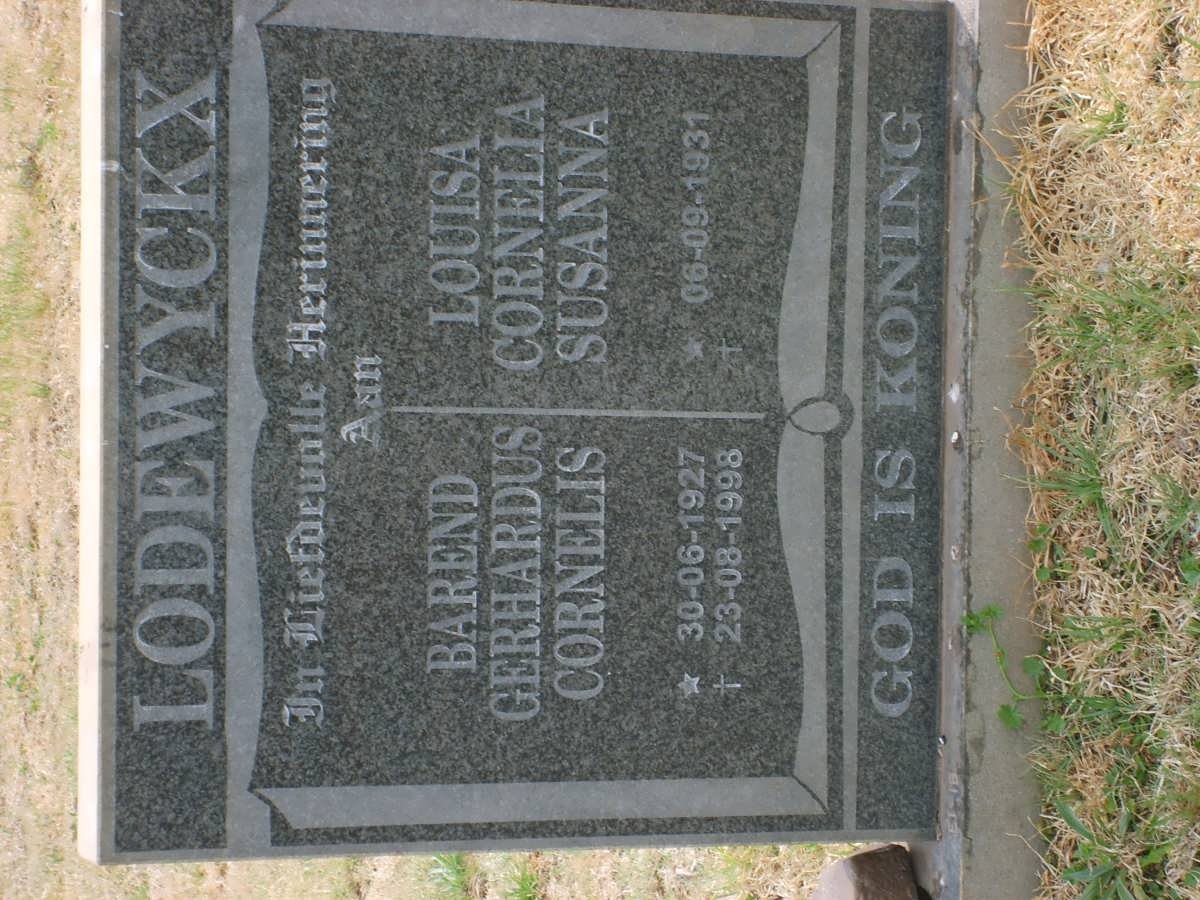 LODEWYCKX Barend Gerhardus Cornelis 1927-1998 Louisa Cornelia Susanna 1931-