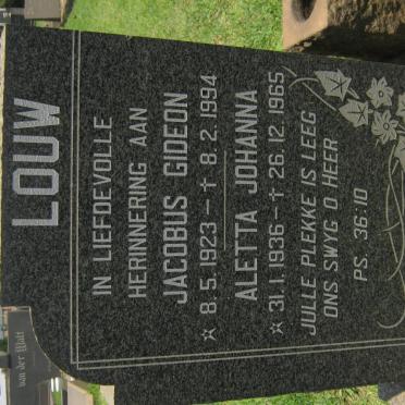 LOUW Jacobus Gideon 1923-1994 &amp; Aletta Johanna 1936-1965