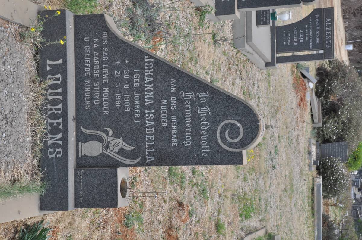 LOURENS Johanna Isabella nee JONKER 1909-1981