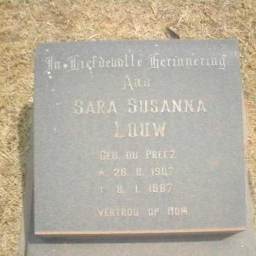 LOUW Sara Susanna nee DU PREEZ 1907-1987