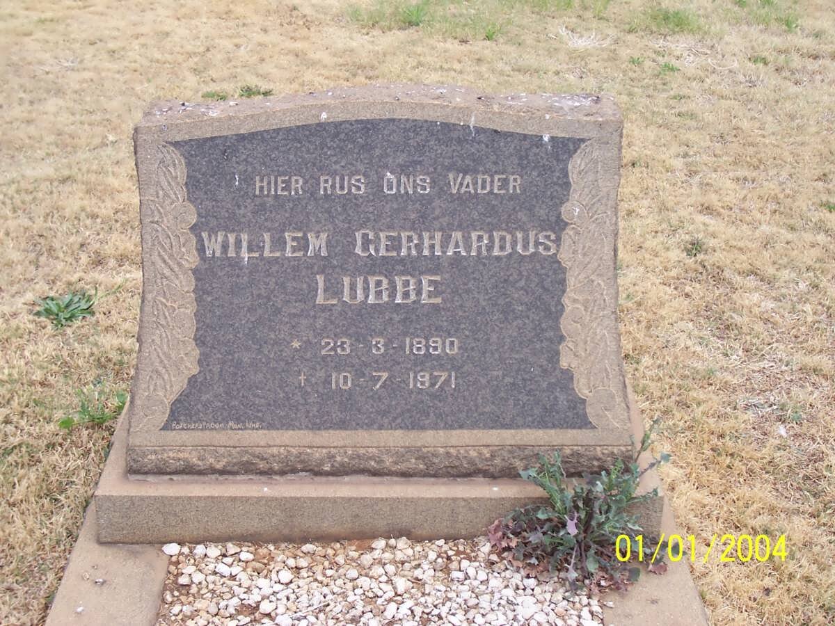 LUBBE Willem Gerhardus 1890-1971