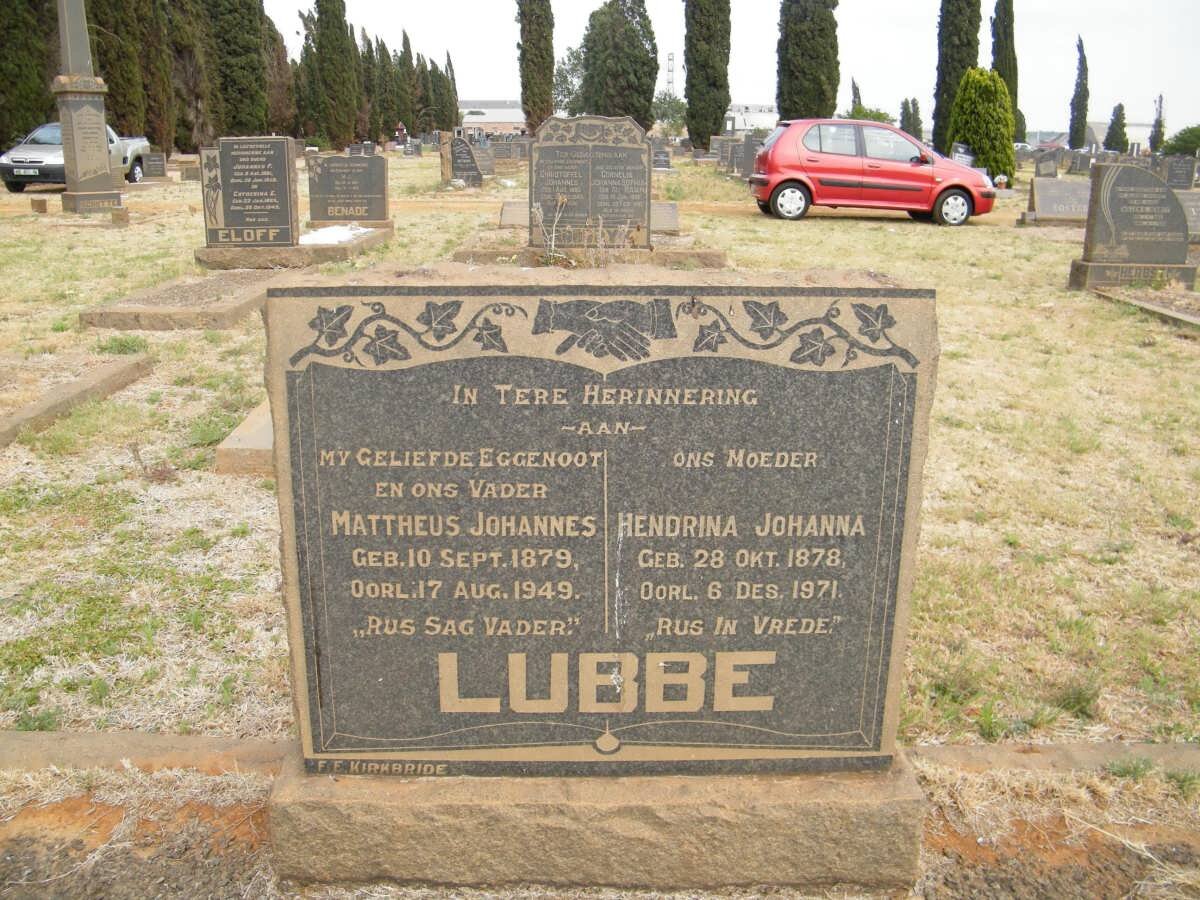 LUBBE Mattheus Johannes 1879-1949 &amp; Hendrina Johanna 1878-1971