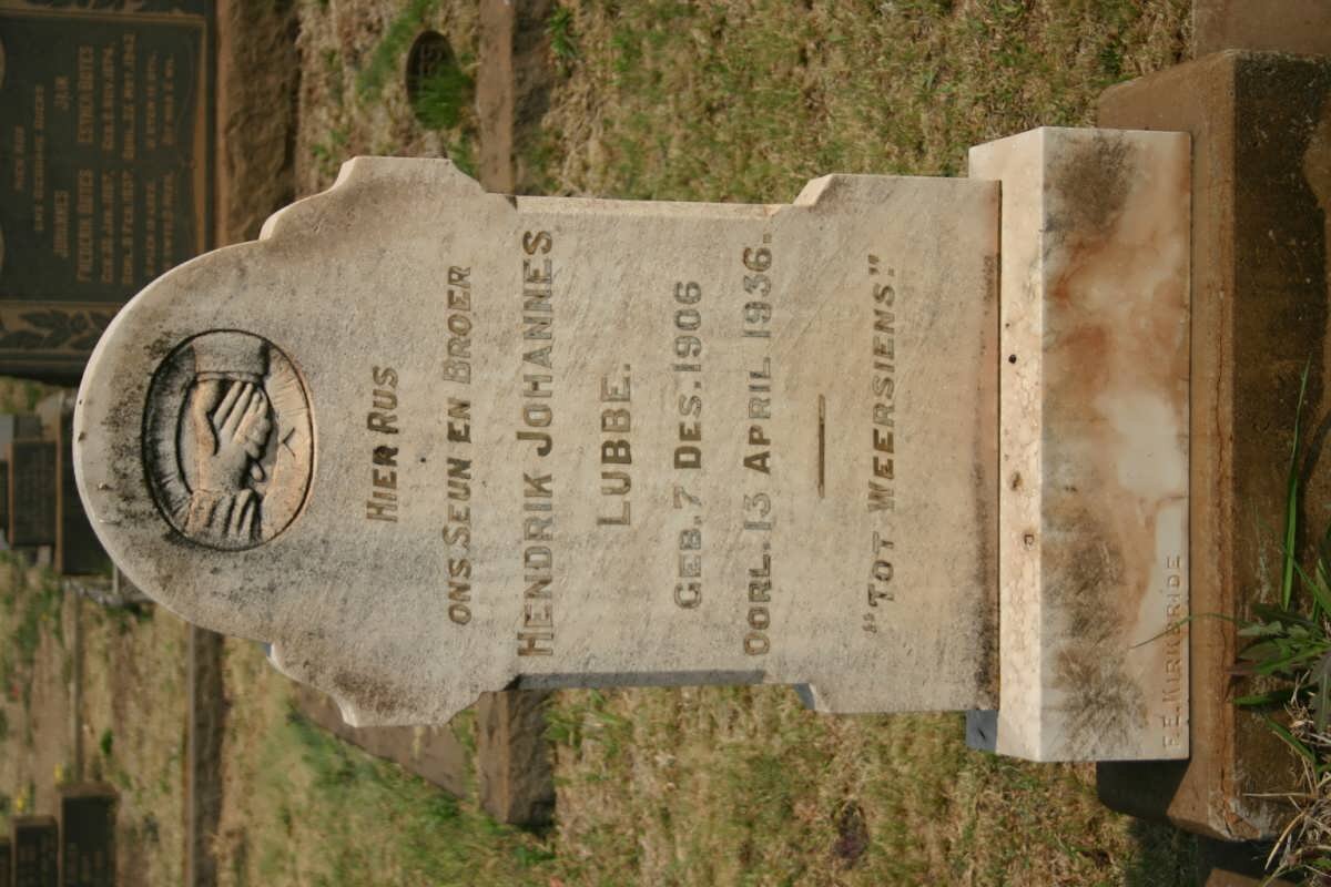 LUBBE Hendrik Johannes 1906-1936
