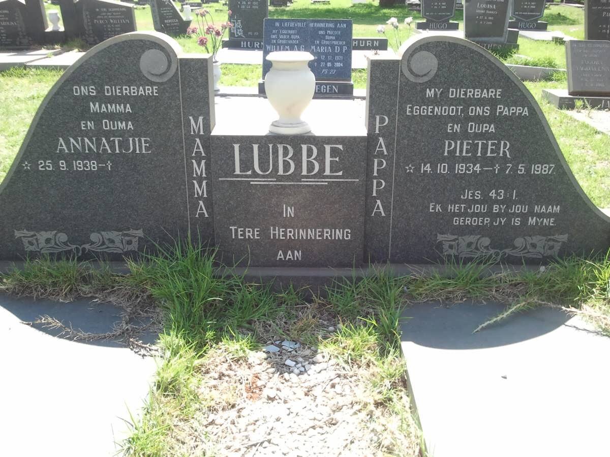 LUBBE Pieter 1934-1987 &amp; Annatjie 1938-