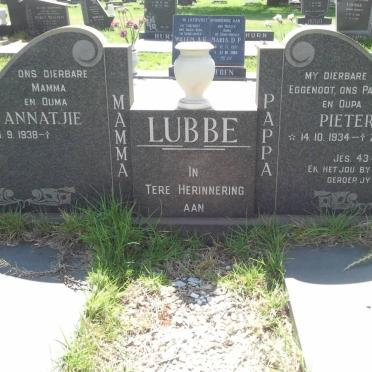 LUBBE Pieter 1934-1987 &amp; Annatjie 1938-