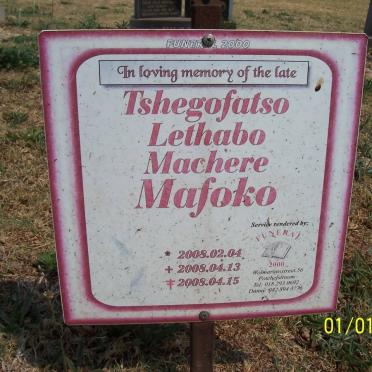 MAFOKO Tshegofatso Lethabo Machere 2008-2008