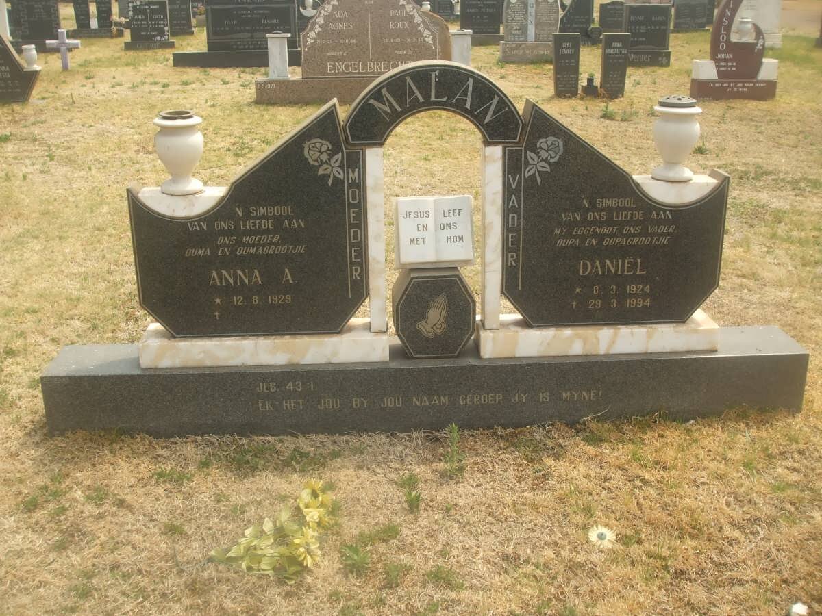 MALAN Daniël 1924-1994 &amp; Anna A. 1929-