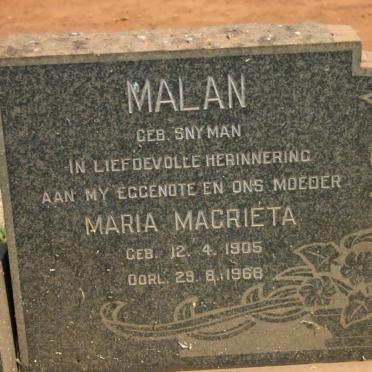 MALAN Maria Magrieta nee SNYMAN 1905-1968