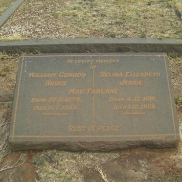 MACFARLANE William Gordon Bruce 1879-1958 &amp; Selina Elizabeth Jessie 1881-1958