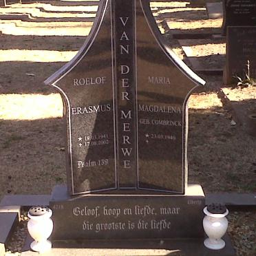 MERWE Roelof Erasmus, van der 1941-2002 &amp; Maria Magdalena COMBRINCK 194?-