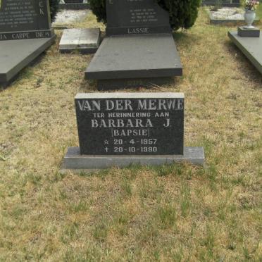 MERWE Barbara J., van der 1957-1990