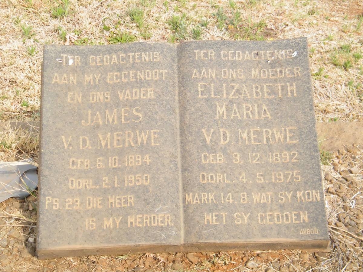 MERWE James, v.d. 1894-1950 &amp; Elizabeth Maria 1892-1975