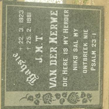 MERWE J.M.T., van der 1923-1981