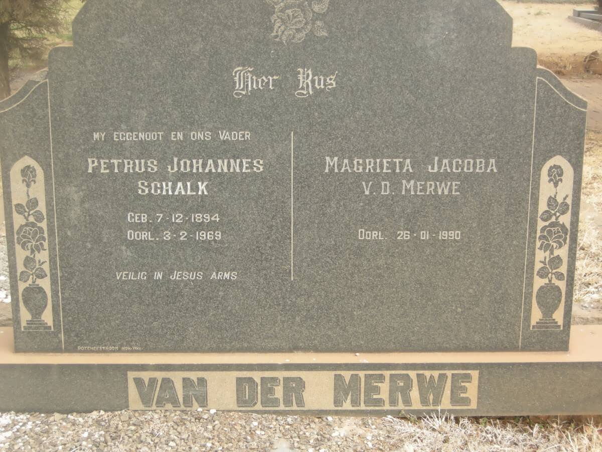 MERWE Petrus Johannes Schalk, van der 1894-1969 &amp; Magrieta Jacoba -1990