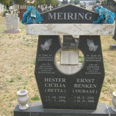 MEIRING Ernst Renken 1924-2006 &amp; Hester Cicilia 1934-1996