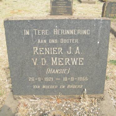 MERWE Renier J.A., v.d. 1921-1955