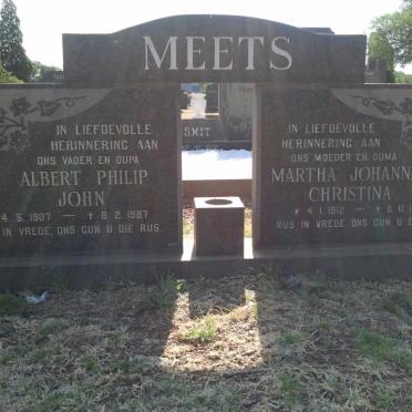 MEETS Albert Philip John 1907-1987 &amp; Martha Johanna Christina 1912-1984